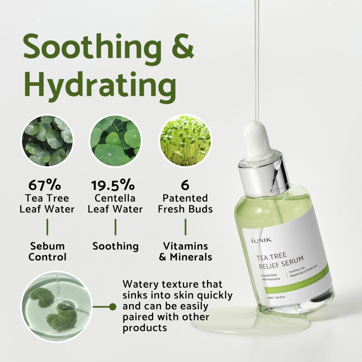 Iunik tea tree relief serum 50ml - best price on stylekorean arabia